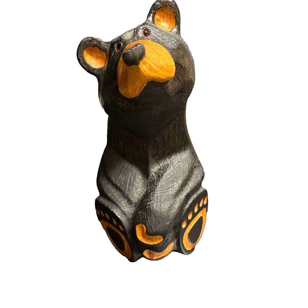 Big Sky Carvers Jeff Fleming Bearfoots 'Jeffrey' Bear Pine Wood Carved